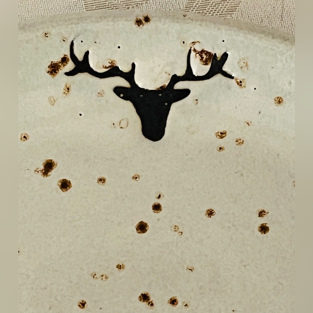 NWOB Pottery Barn Rustic Reindeer Terracotta Dinner Plates S/4 Christmas Holiday - Picture 12 of 16